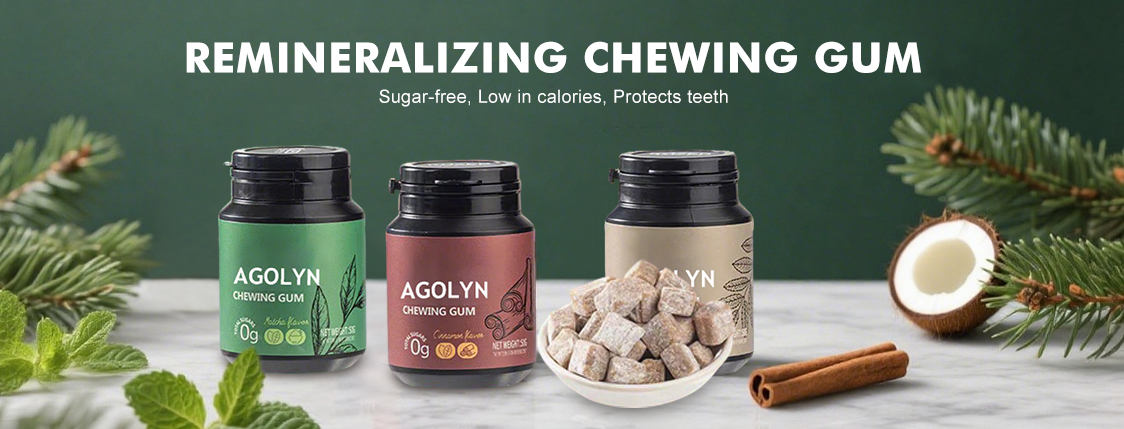 Agolyn remineralizing chewing gum package – 80g x 5, sugar‑free, protects teeth