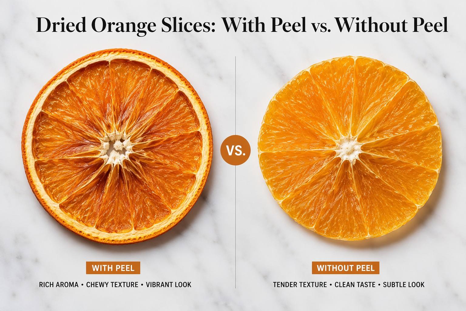 Orange Slices With and Without Peel Comparison