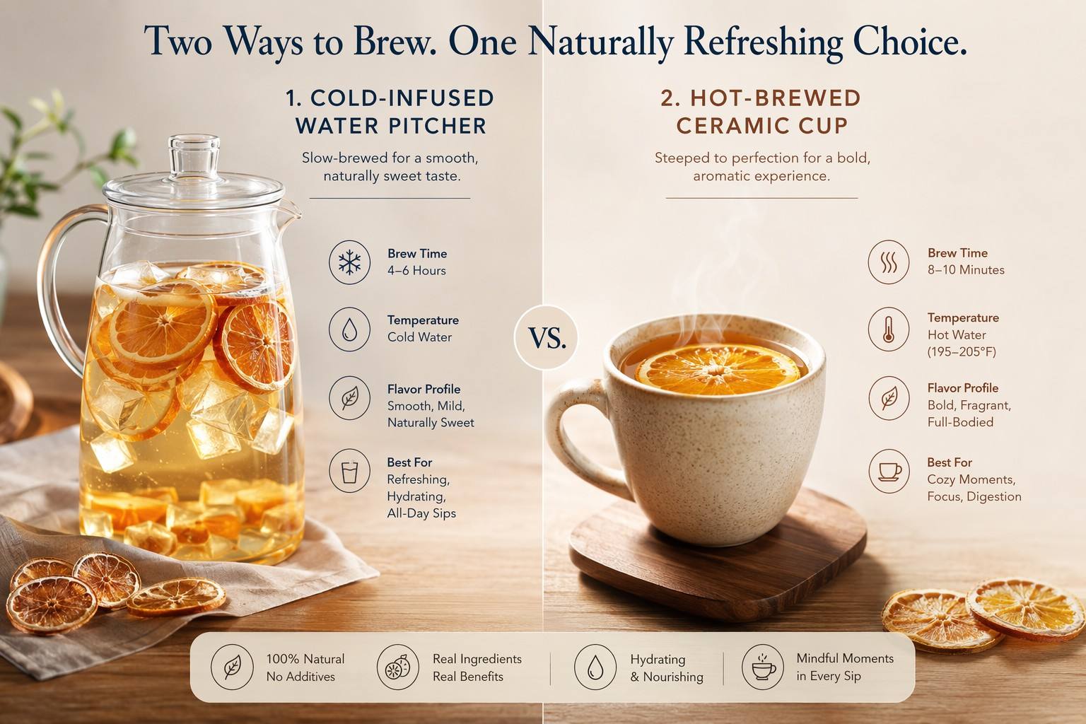 Hot vs Cold Brew Orange Water