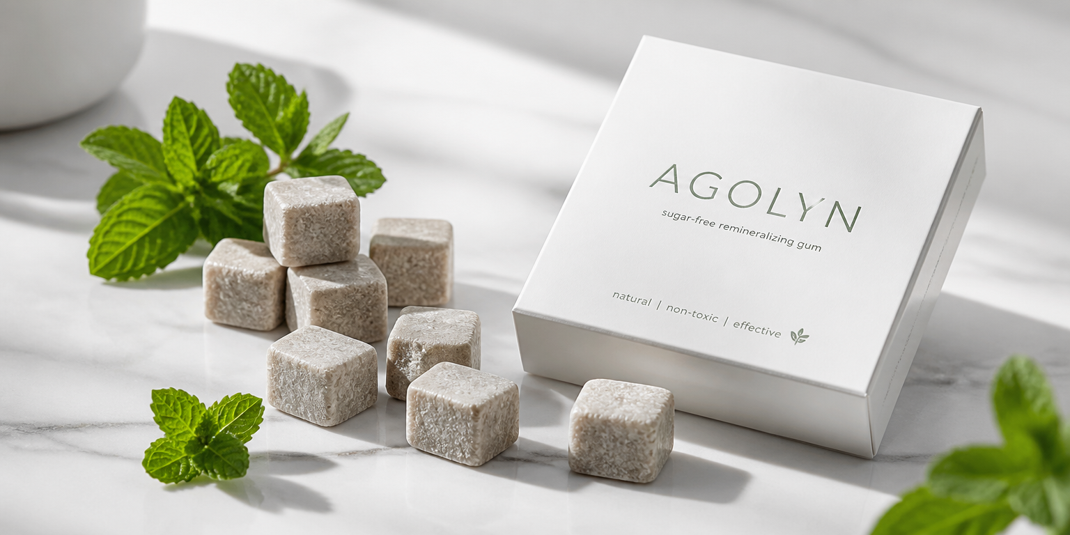 AGOLYN Cube-Shaped Remineralizing Gum Packaging