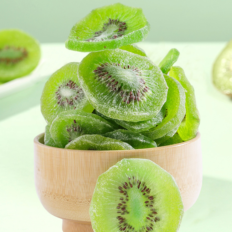 AGOLYN dried kiwi slices in wooden bowl